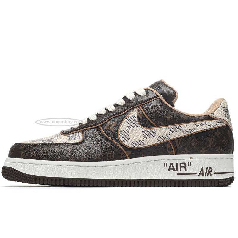 MMANBUY L0*1S V*1TT0N Nike Air Force 1 Low Monogram Brown Damier Azur
