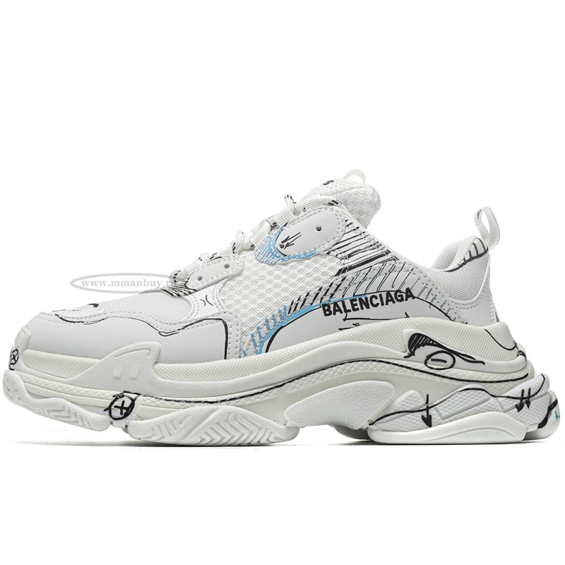 MManbuy Ba1enci*ga Triple S LOGOTYPE White/Blue