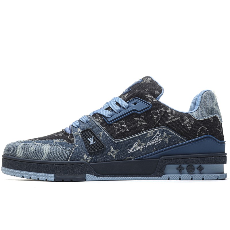 MMANBUY LV Trainer Blue Patchwork Monogram Denim