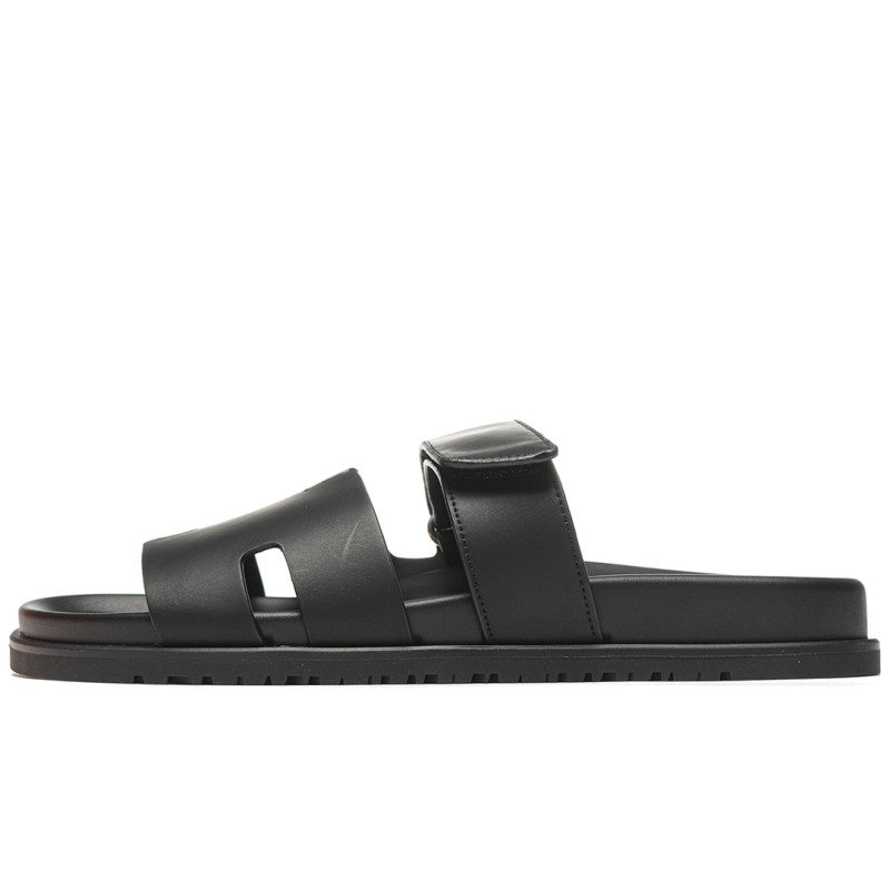 Mmanbuy Hermes Chypre Sandal Calfskin Leather Black