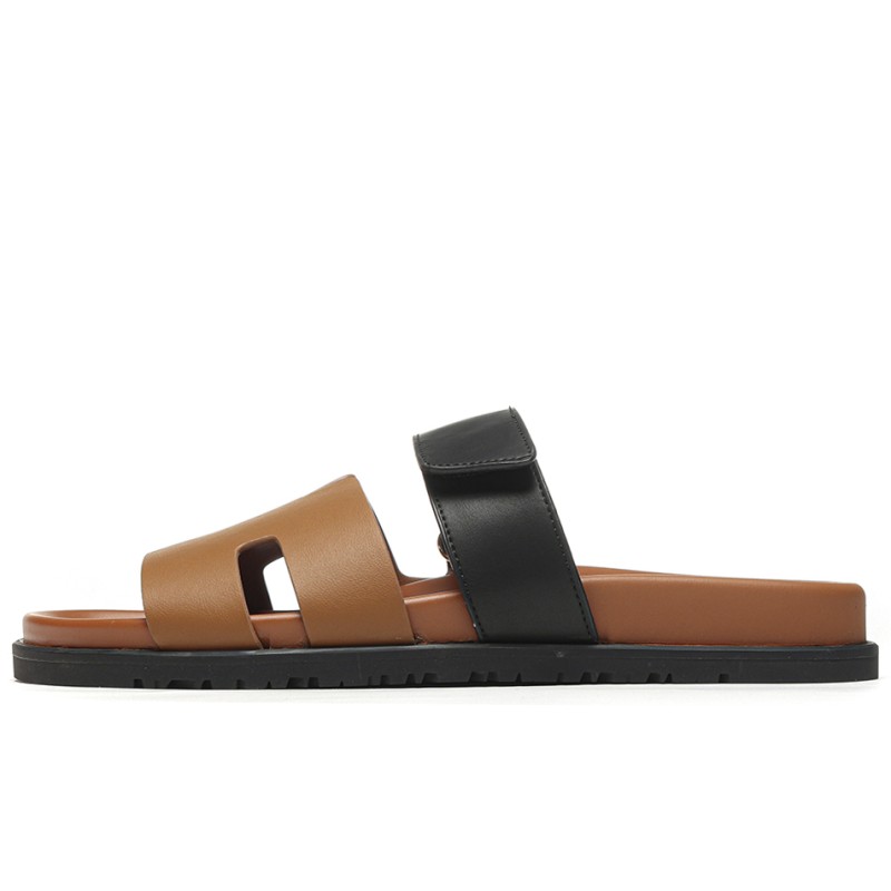 Mmanbuy Hermes Chypre Sandal Calfskin Leather Brown Black