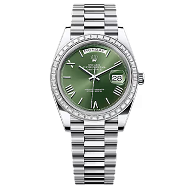 Mmanbuy Rolex Day-Date Oyster 40mm White Platinum And Diamonds Green
