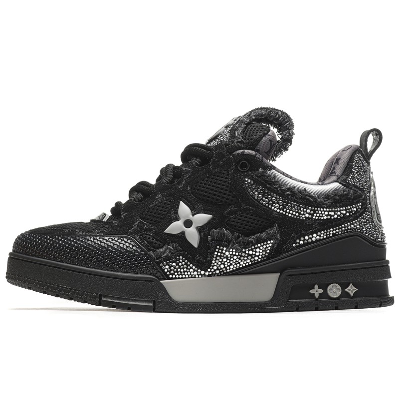 MManbuy L0*1S V*1TT0N  Skate Trainer Black Swarovski Monogran